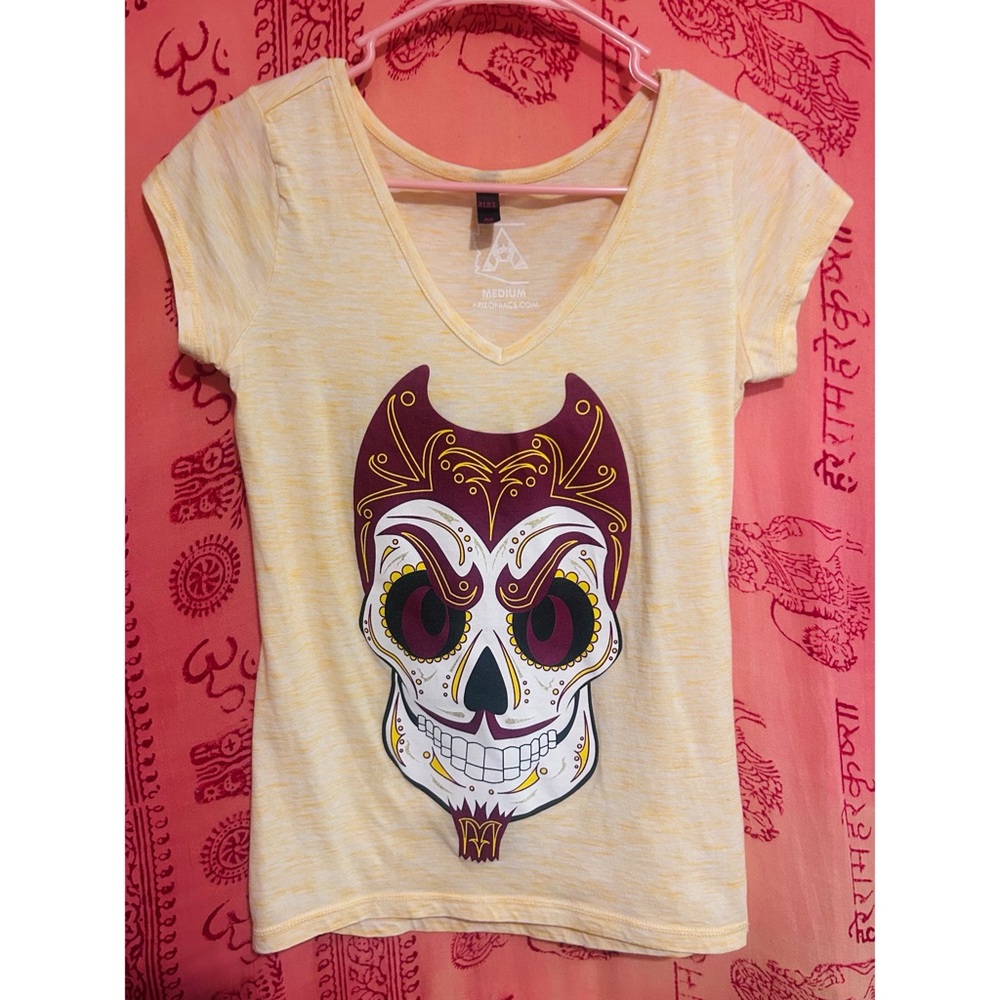 Arizona state (ASU) college sugar skull graphic tshirt